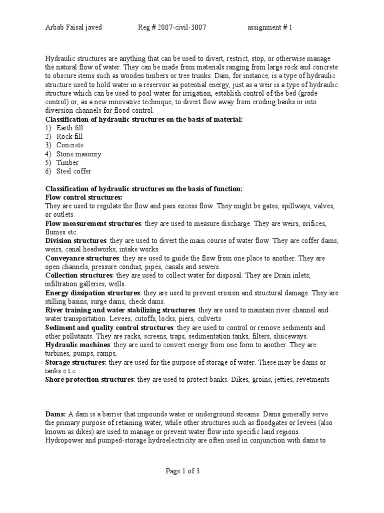 types of hydraulic structures Spillway Dam