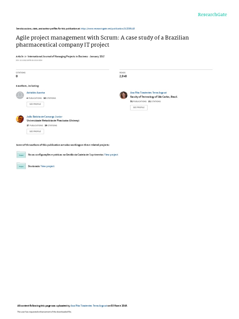 Agile Project Management With Scrum: A Case Study of A Brazilian ...