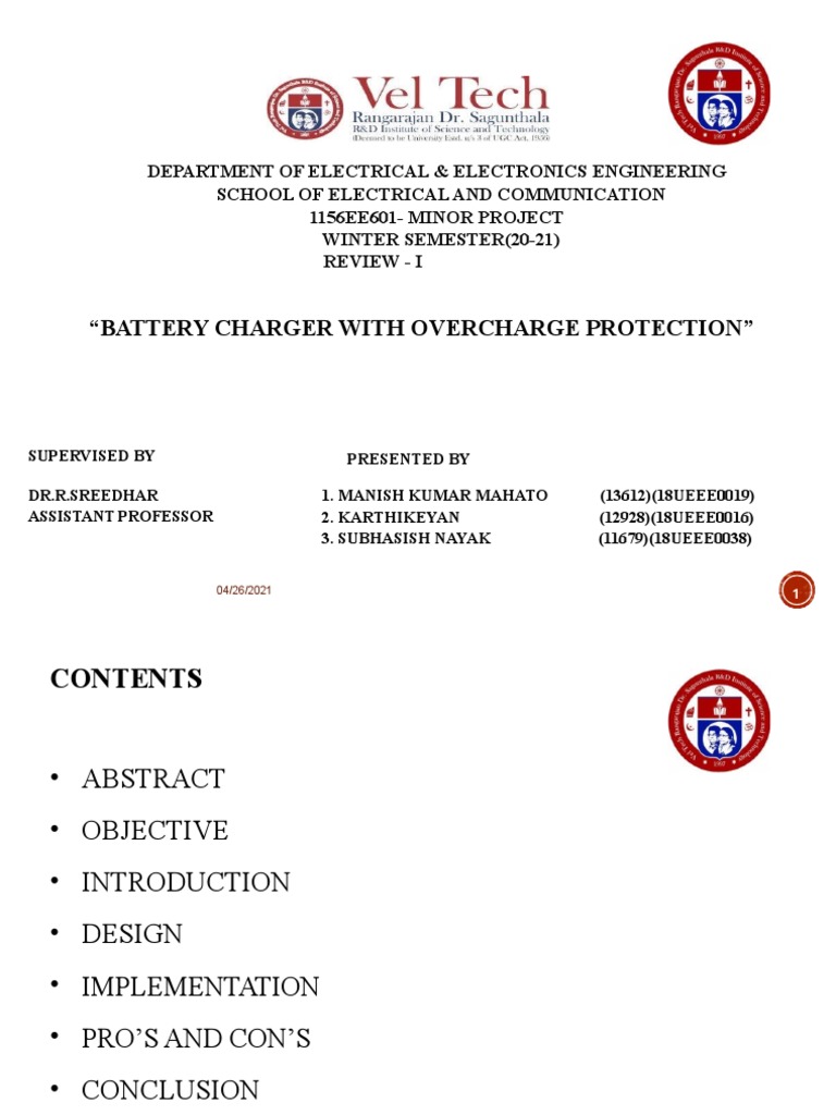 Battery Charger with Overcharge Protection | PDF | Rechargeable Battery ...