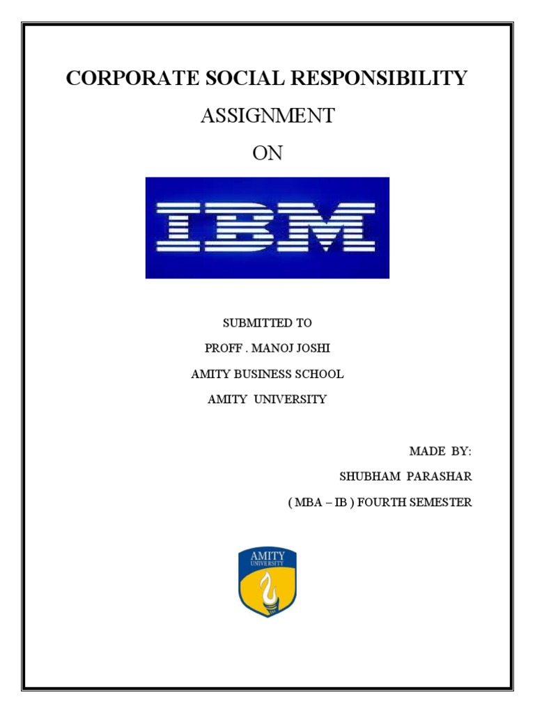 Corporate Social Responsibility: Assignment ON | PDF | Corporate Social ...