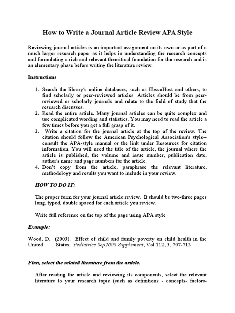 journal article review in apa format