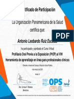 Profilaxis Oral Previa A La Exposición (PrEP) Al VIH Herramienta de Aprendizaje en Línea para Profesionales Clínicos-Certificado Del Curso 1229657