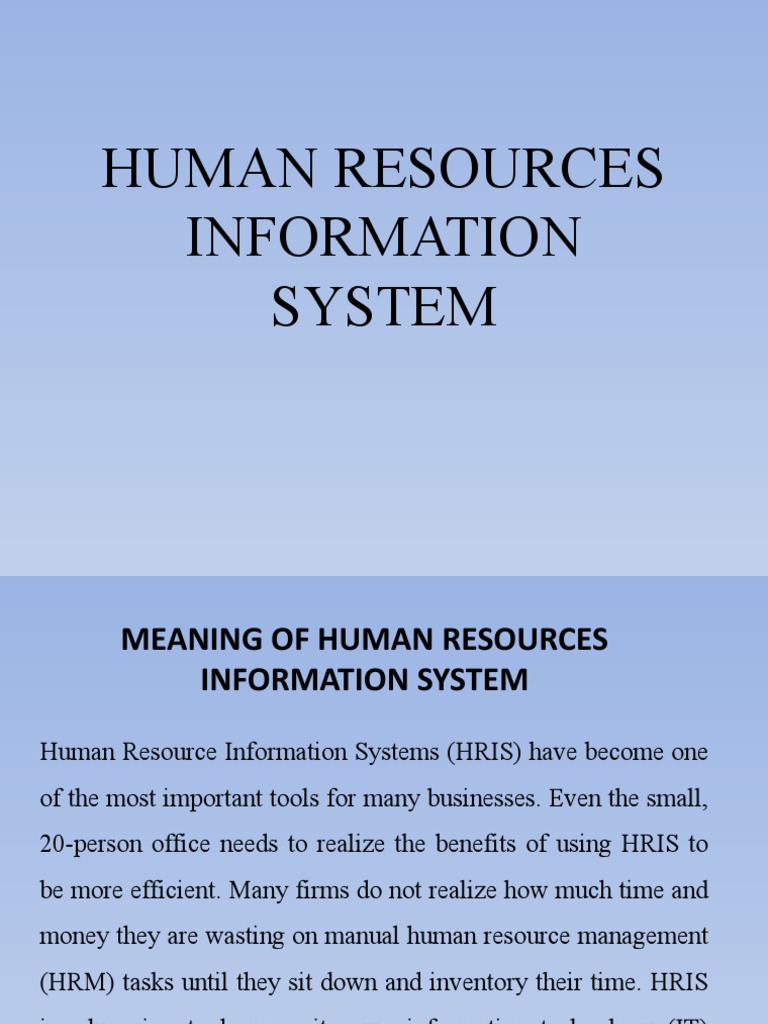 Understanding Human Resource Information Systems | PDF | Human Resource ...