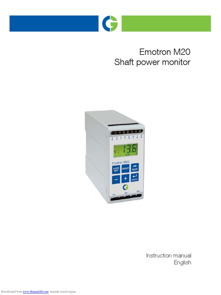 Emotron M20 Shaft Power Monitor Instruction Manual English Download