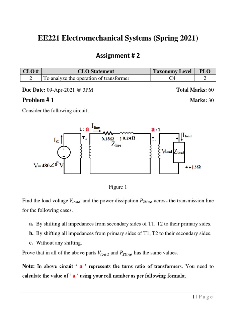 EE221 Electromechanical Systems (Spring 2021) : Assignment # 2 | PDF ...