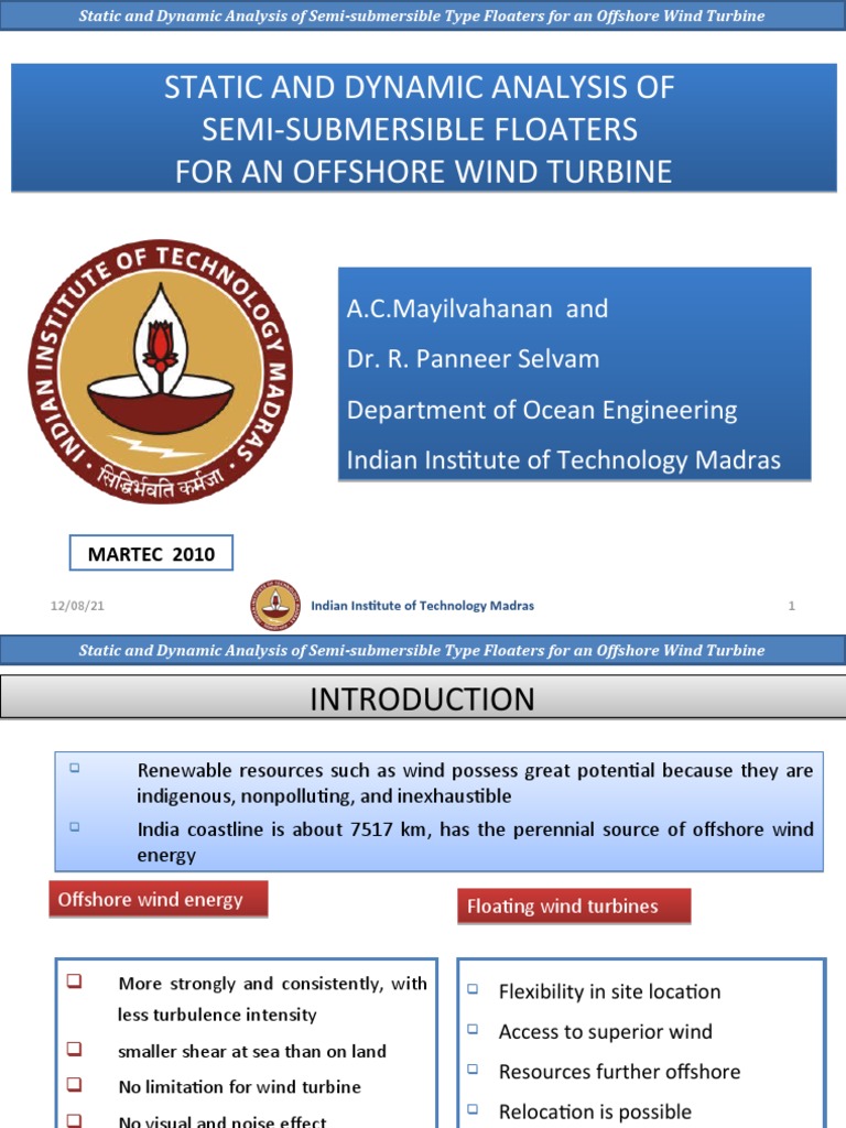 Offshore Wind Turbine Floater Analysis | PDF | Spectral Density ...