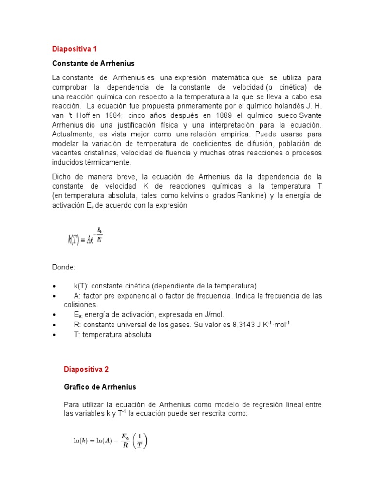 Constante de Arrhenius | PDF | Ciencias fisicas | Física