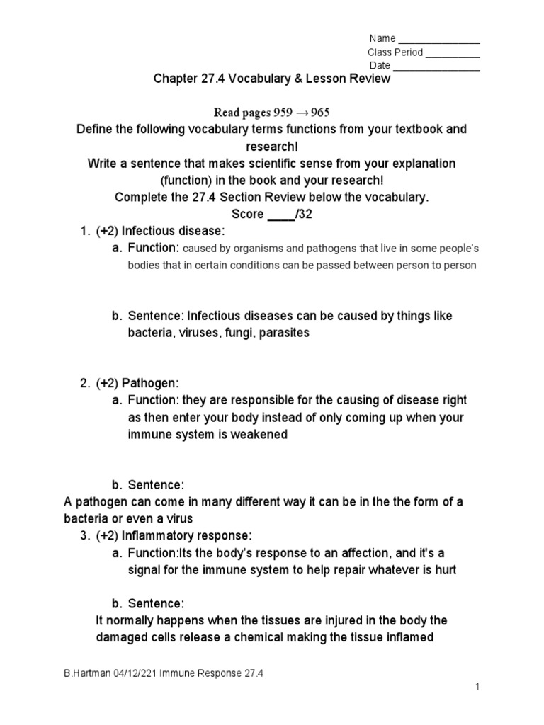 27.4 Immune Response-1 | PDF | Immune System | Pathogen