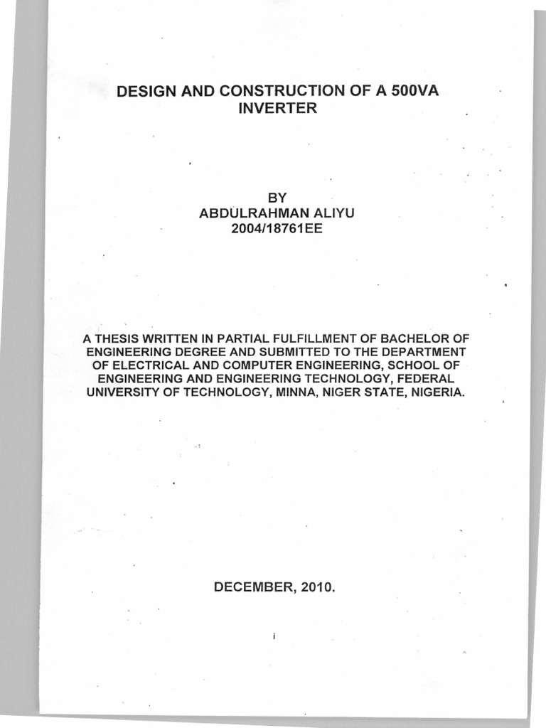Design and Construction of A 500va Inver | PDF | Power Inverter ...