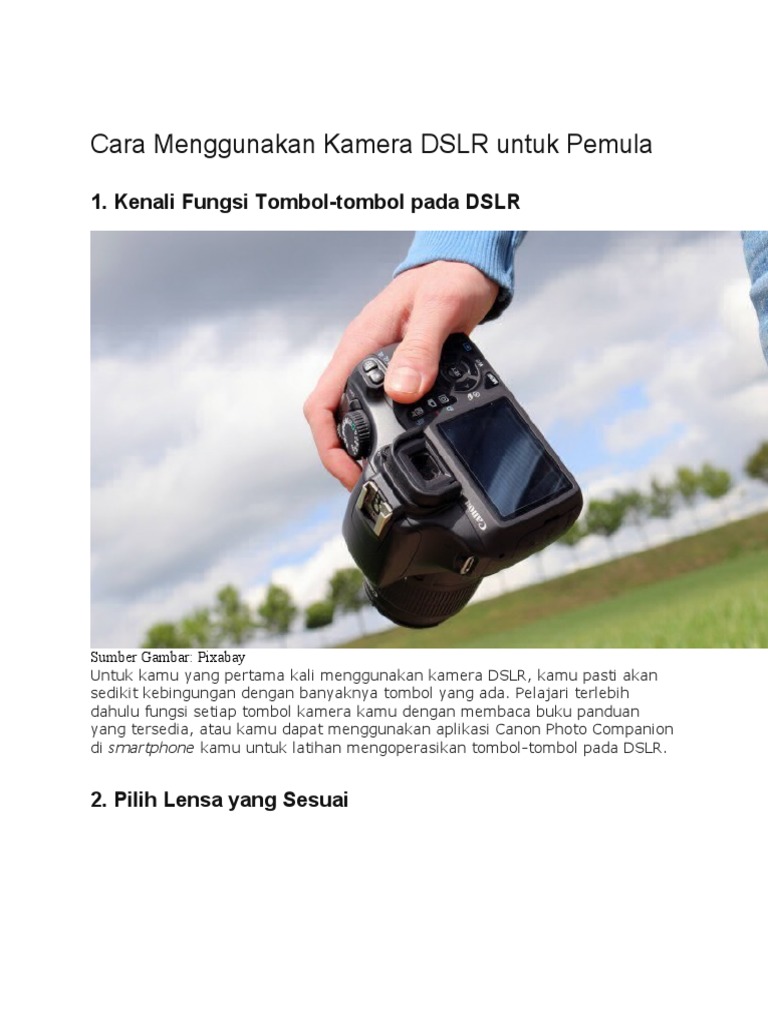 Panduan Pemula Menggunakan Kamera DSLR | PDF