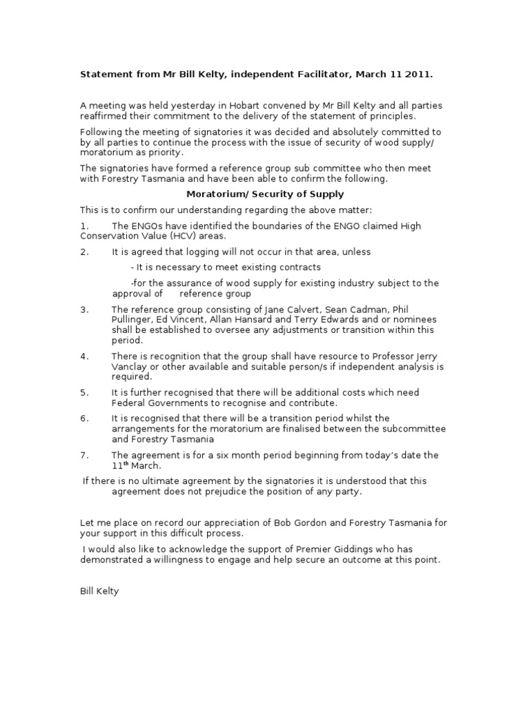Moratorium Agreement on Wood Supply | PDF