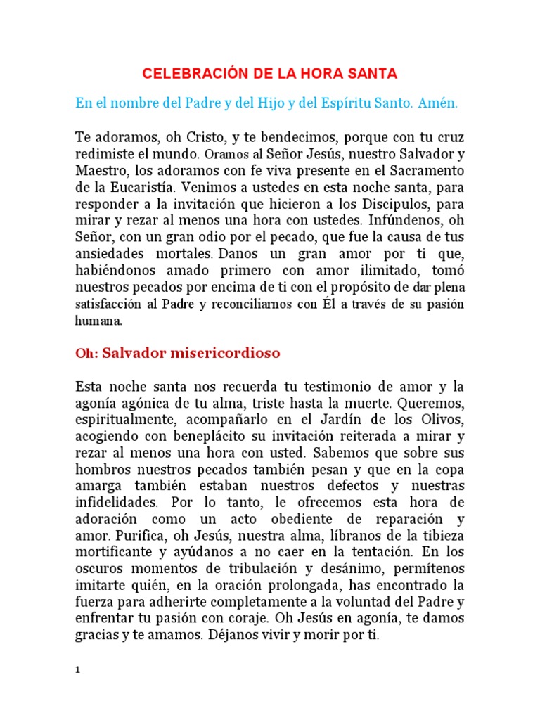 CELEBRACIÓN DE LA HORA SANTA | PDF | Oración | Cristo (título)