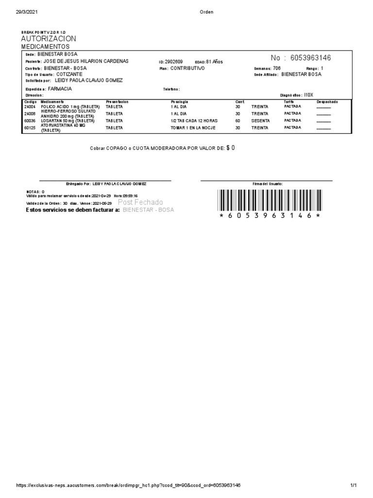 Orden 4 PDF Farmacéutico Bienestar
