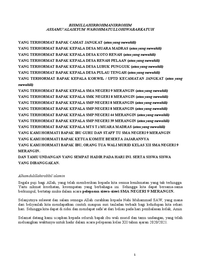 Susunan Acara Perpisahan | PDF
