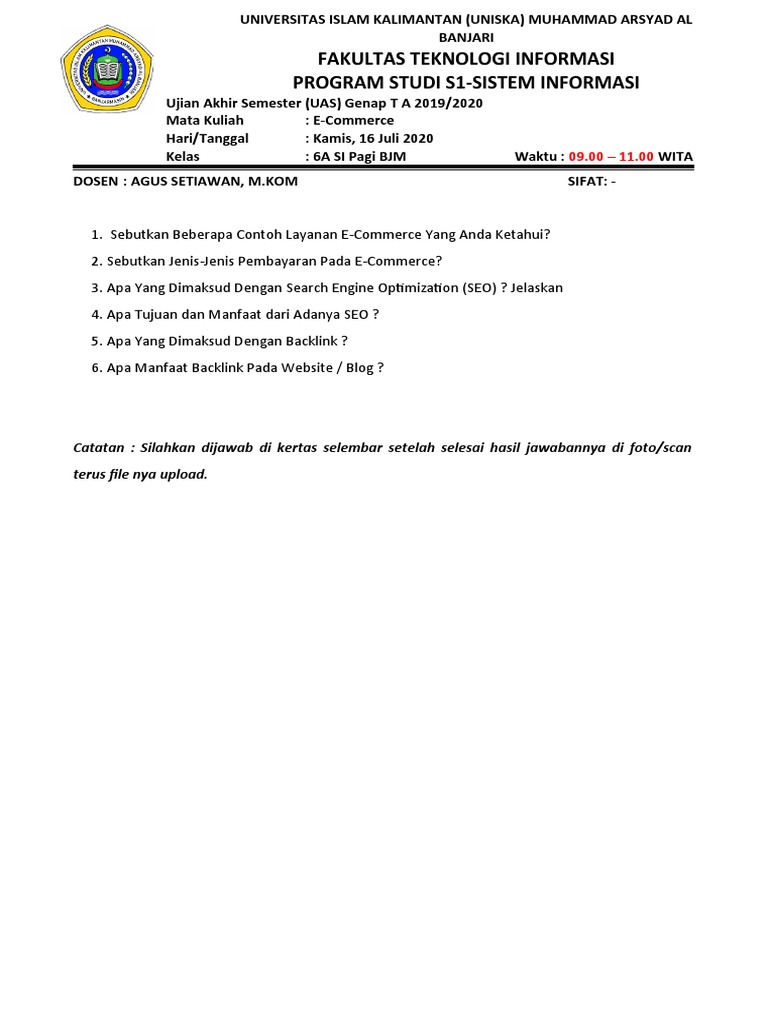 Soal Uas E Commerce Pdf
