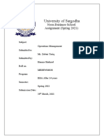 University of Sargodha: Noon Business School Assignment (Spring 2021)