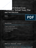 Discuss VS Defend Essay - Writing A Defend' Essay Plan and Introduction