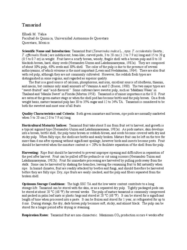 Tamarind: Characteristics and Harvesting Guide | PDF