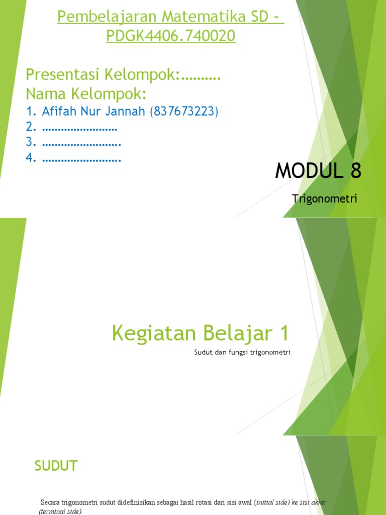 Pembelajaran Matematika SD - Pdgk4406.740020 - Modul - 8 - Trigonometri