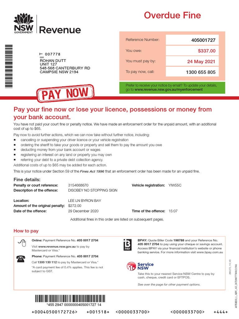 Overdue Fine: Pay Your Fine Now or Lose Your Licence, Possessions or ...