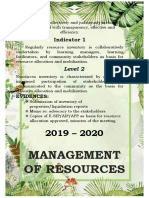 Management of Resources: Indicator 1