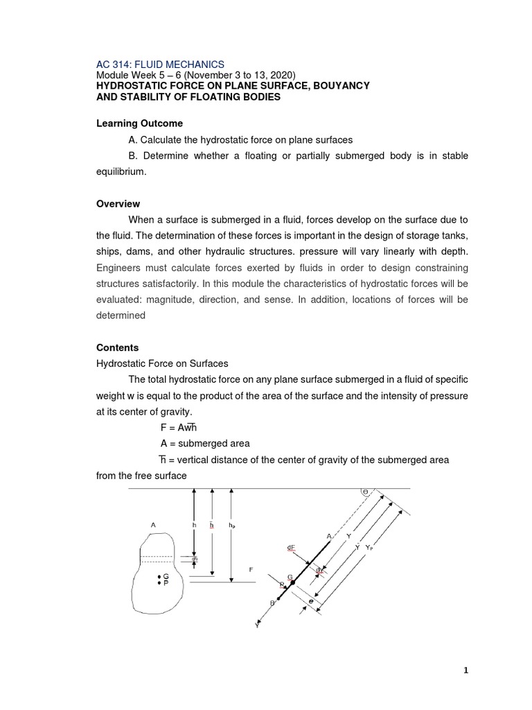 Module 3 Hydrostatic Forces Buoyancy Pdf Buoyancy Temporal Rates