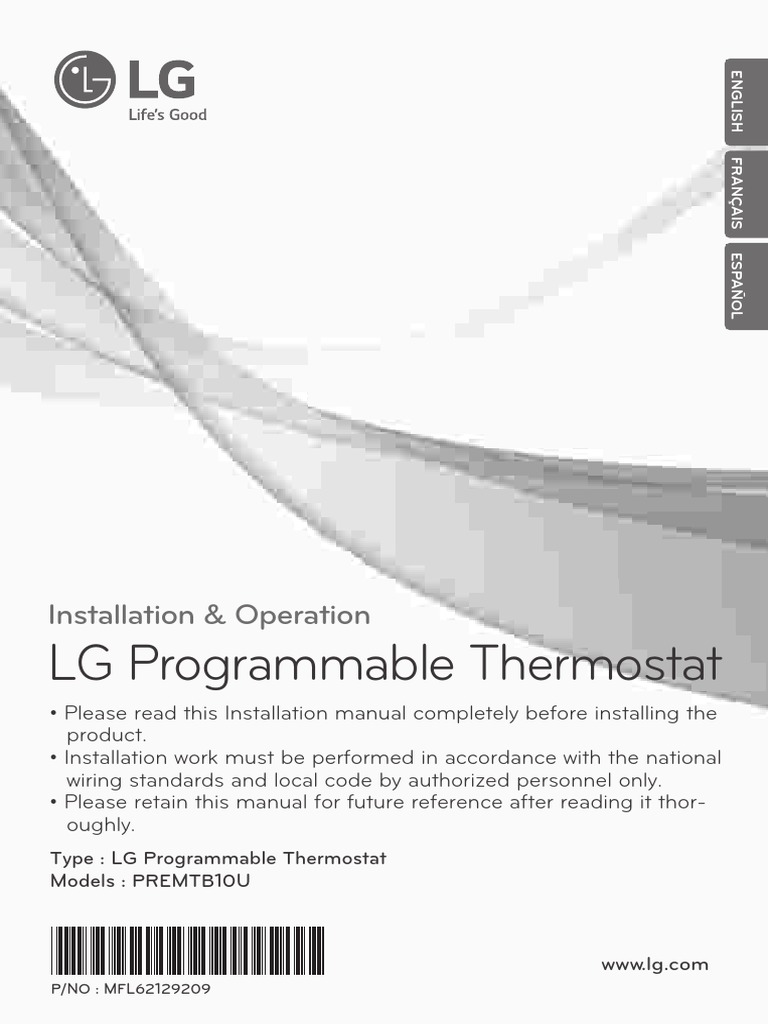 시스템 에어콘 유선리모콘-LG(MEZ61995604) (1) | PDF | Air Conditioning | Thermostat