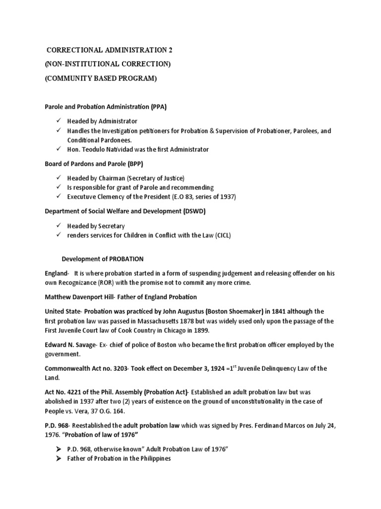 Overview of Probation Administration in P.D. 968 | PDF | Probation ...