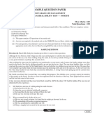 Sample Question Paper: Post Graduate Management Managerialability Test - Paper-Ii
