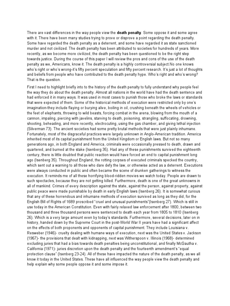Example Research Paper On Death Penalty