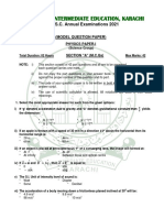 Physics XI 2021 Model Paper