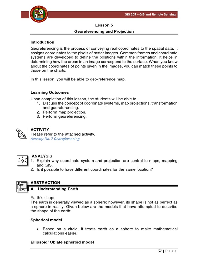 Lesson 5. Georeferencing and Projection | PDF | Latitude | Geodesy