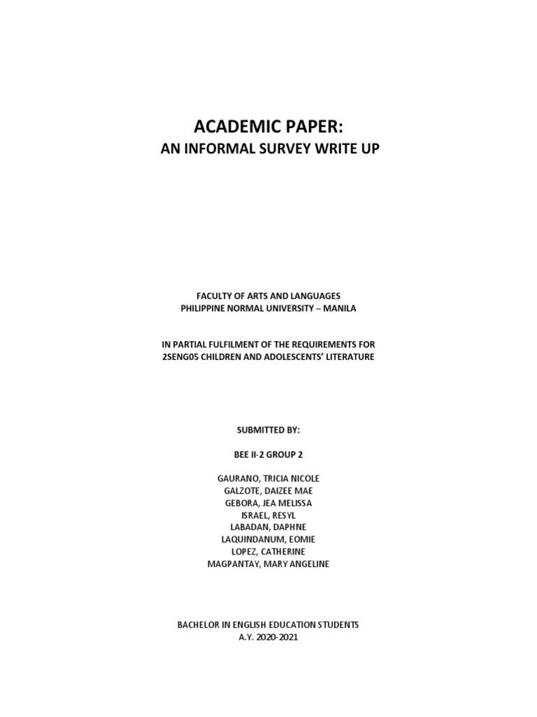 Cal g2 Academic Paper Bee II 2 | PDF | Survey Methodology | Children's ...