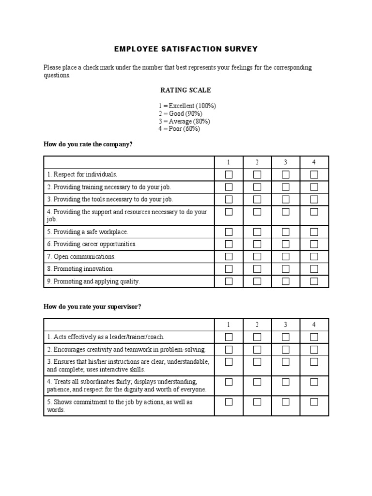 Employee Satisfaction Survey | PDF | Job Satisfaction | Employment