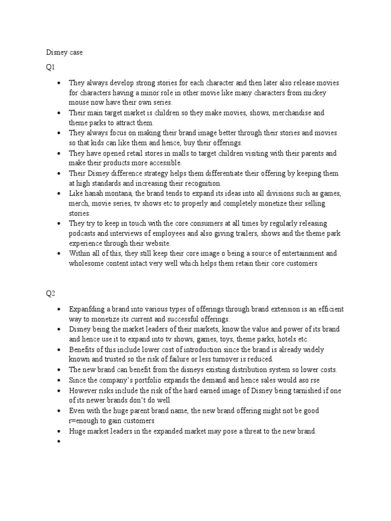 Disney Case Study PDF The Walt Disney Company Brand
