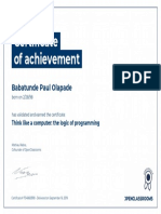 Certificate of Achievement: Babatunde Paul Olapade