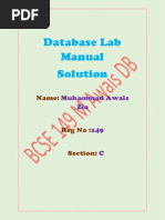 Database Lab Manual Solution: Name