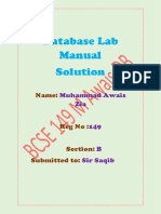 Database Lab Manual Solution: Name