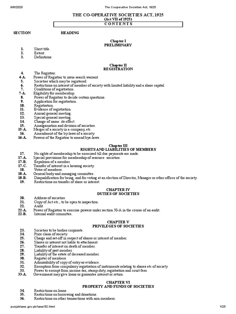 Cooperative Societies Act Overview | PDF | Liquidation | Interest