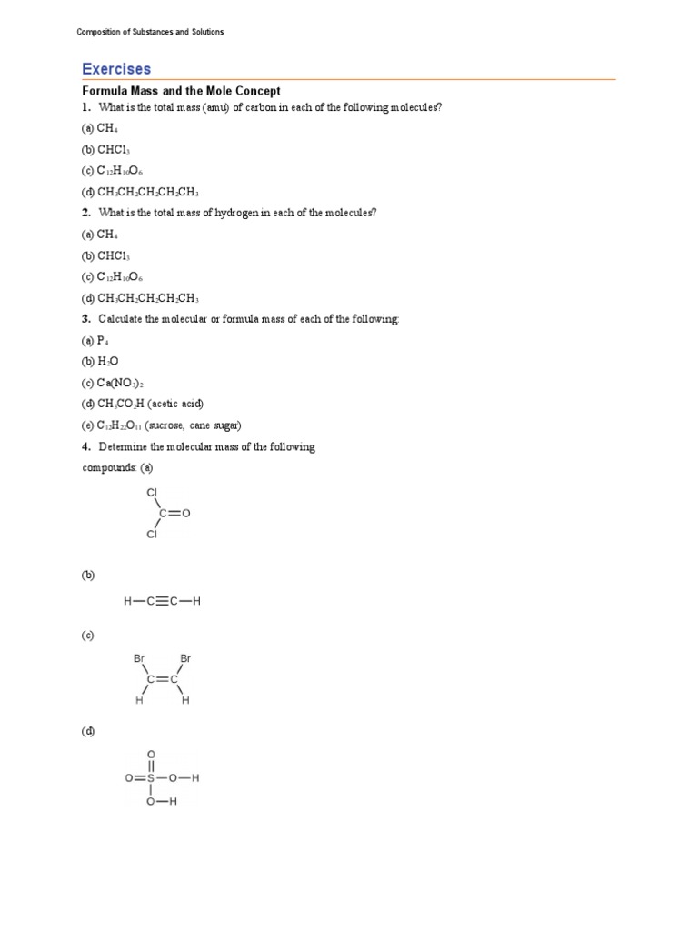 Formula Mass and Mole Concept | PDF | Mole (Unit) | Molecules