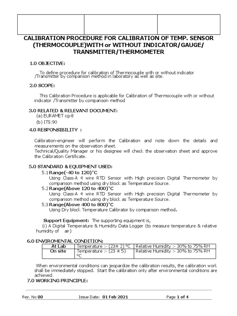 Calibration of Thermocouple PDF Thermocouple Calibration