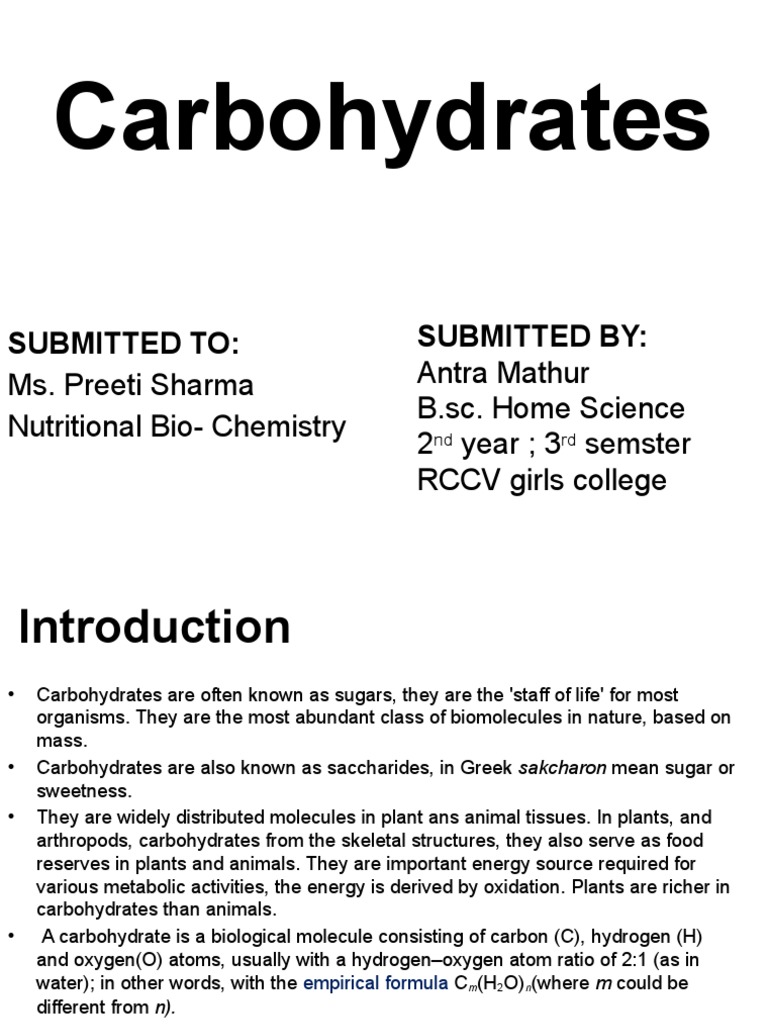 carbohydrates assignment pdf bsc 1st year