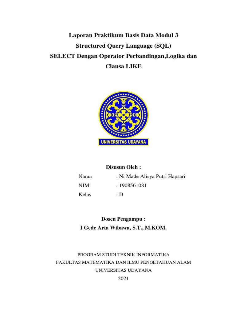 Praktikum Modul 3 Basis Data | PDF | Metode & Bahan Ajar | Komputer
