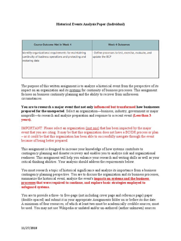 Historical Event Impact on Business Continuity | PDF | Critical ...