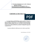 Certificat de Travail: Groupe Tounsi Freres Rayane Ceram