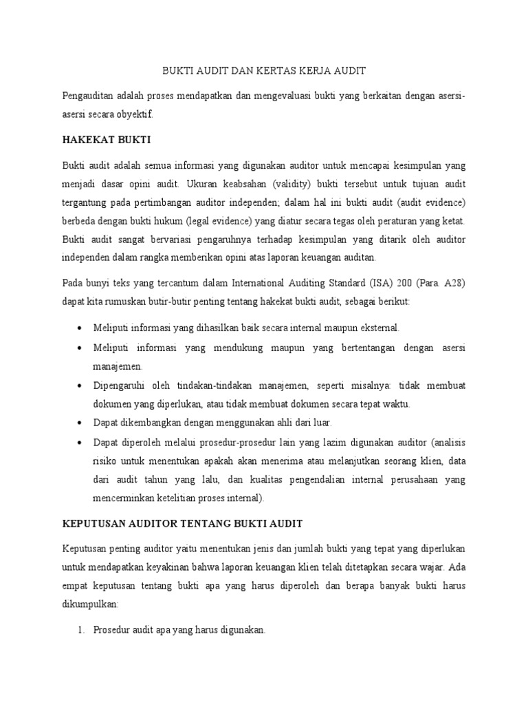 Image Result For Sasaran Audit Bukti Audit Dan Kertas Kerja Pdf Scribd