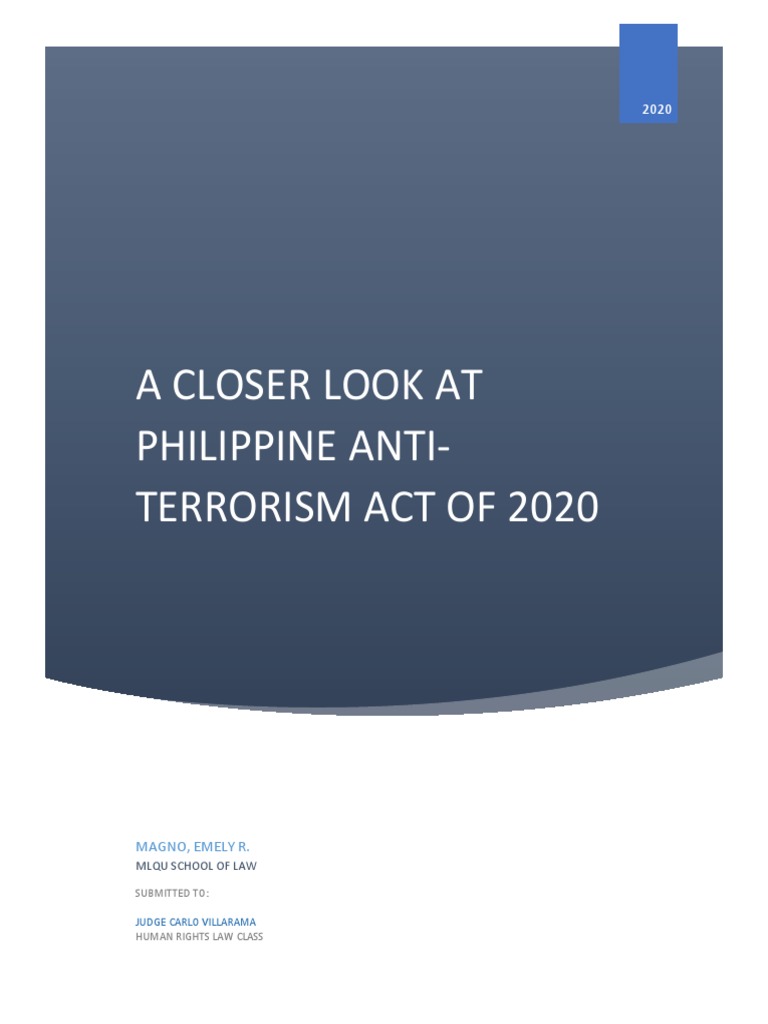 A Closer Look at Philippine Anti-Terrorism Act of 2020 | PDF | Arrest