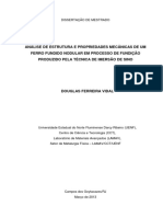 Análise de Estrutura e Propriedades Mecânicas de Um Ferro Fundido Nodular Em Processo de Fundição Produzido Pela Técnica 1