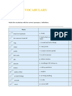 Vocabulary: Match The Vocabulary With The Correct Synonyms / Definitions