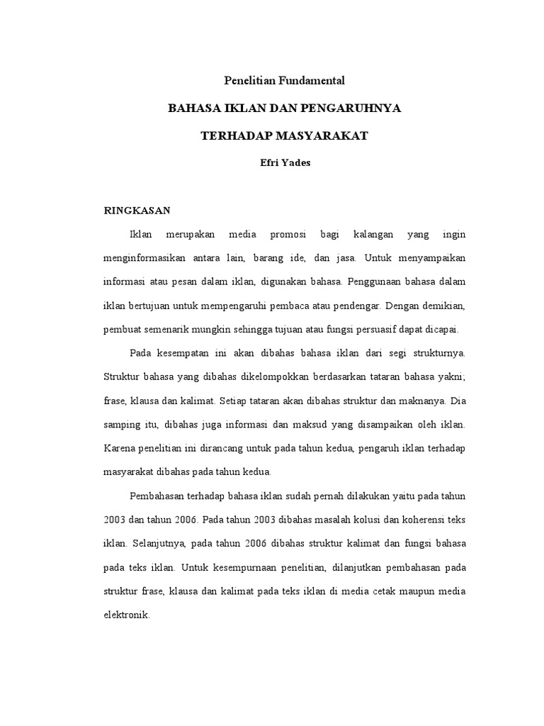 Bagaimana Penggunaan Bahasa Dalam Teks Iklan Terkait Teks